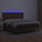 vidaXL Cama box spring colchón y LED cuero sintético marrón 140x190 cm vidaXL Cama box spring colchón y LED cuero sintético marrón 140x190 cm