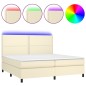 vidaXL Cama box spring colchón y LED cuero sintético crema 200x200 cm vidaXL Cama box spring colchón y LED cuero sintético crema 200x200 cm