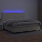 vidaXL Cama box spring colchón y LED cuero sintético crema 200x200 cm vidaXL Cama box spring colchón y LED cuero sintético crema 200x200 cm