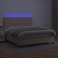 vidaXL Cama box spring colchón LED cuero sintético capuchino 160x200cm vidaXL Cama box spring colchón LED cuero sintético capuchino 160x200cm