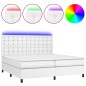 vidaXL Cama box spring colchón y LED cuero sintético blanco 200x200 cm vidaXL Cama box spring colchón y LED cuero sintético blanco 200x200 cm