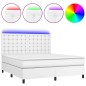 vidaXL Cama box spring colchón y LED cuero sintético blanco 180x200 cm vidaXL Cama box spring colchón y LED cuero sintético blanco 180x200 cm
