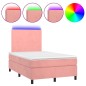 vidaXL Cama box spring colchón y LED terciopelo rosa 120x200 cm vidaXL Cama box spring colchón y LED terciopelo rosa 120x200 cm