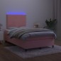 vidaXL Cama box spring colchón y LED terciopelo rosa 120x200 cm vidaXL Cama box spring colchón y LED terciopelo rosa 120x200 cm
