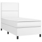 vidaXL Cama box spring y colchón LED cuero sintético blanco 90x190 cm vidaXL Cama box spring y colchón LED cuero sintético blanco 90x190 cm