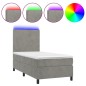 vidaXL Cama box spring colchón y LED terciopelo gris claro 100x200 cm vidaXL Cama box spring colchón y LED terciopelo gris claro 100x200 cm