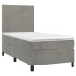 vidaXL Cama box spring colchón y LED terciopelo gris claro 100x200 cm vidaXL Cama box spring colchón y LED terciopelo gris claro 100x200 cm