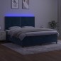 vidaXL Cama box spring colchón y LED terciopelo azul oscuro 180x200 cm