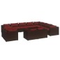 vidaXL Set muebles de jardín 12 pzas y cojines ratán sintético marrón vidaXL Set muebles de jardín 12 pzas y cojines ratán sintético marrón