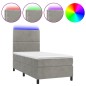 vidaXL Cama box spring colchón y LED terciopelo gris claro 90x200 cm