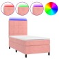 vidaXL Cama box spring colchón y LED terciopelo rosa 100x200 cm vidaXL Cama box spring colchón y LED terciopelo rosa 100x200 cm