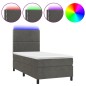 vidaXL Cama box spring colchón y LED terciopelo gris oscuro 90x190 cm vidaXL Cama box spring colchón y LED terciopelo gris oscuro 90x190 cm