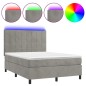 vidaXL Cama box spring colchón y LED terciopelo gris claro 140x190 cm vidaXL Cama box spring colchón y LED terciopelo gris claro 140x190 cm