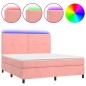 vidaXL Cama box spring colchón y LED terciopelo rosa 160x200 cm