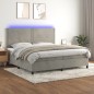 vidaXL Cama box spring colchón y LED terciopelo gris claro 200x200 cm vidaXL Cama box spring colchón y LED terciopelo gris claro 200x200 cm