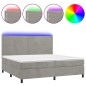 vidaXL Cama box spring colchón y LED terciopelo gris claro 200x200 cm vidaXL Cama box spring colchón y LED terciopelo gris claro 200x200 cm