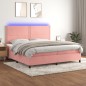 vidaXL Cama box spring colchón y LED terciopelo rosa 200x200 cm vidaXL Cama box spring colchón y LED terciopelo rosa 200x200 cm