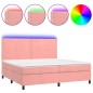 vidaXL Cama box spring colchón y LED terciopelo rosa 200x200 cm vidaXL Cama box spring colchón y LED terciopelo rosa 200x200 cm