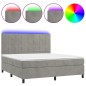 vidaXL Cama box spring colchón y LED terciopelo gris claro 160x200 cm vidaXL Cama box spring colchón y LED terciopelo gris claro 160x200 cm