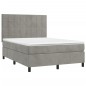 vidaXL Cama box spring colchón y LED terciopelo gris claro 140x200 cm vidaXL Cama box spring colchón y LED terciopelo gris claro 140x200 cm