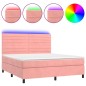 vidaXL Cama box spring colchón y LED terciopelo rosa 180x200 cm vidaXL Cama box spring colchón y LED terciopelo rosa 180x200 cm