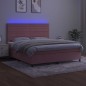 vidaXL Cama box spring colchón y LED terciopelo rosa 180x200 cm vidaXL Cama box spring colchón y LED terciopelo rosa 180x200 cm