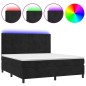vidaXL Cama box spring colchón y LED terciopelo negro 160x200 cm vidaXL Cama box spring colchón y LED terciopelo negro 160x200 cm