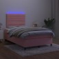 vidaXL Cama box spring colchón y LED terciopelo rosa 120x200 cm vidaXL Cama box spring colchón y LED terciopelo rosa 120x200 cm