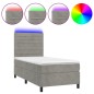 vidaXL Cama box spring colchón y LED terciopelo gris claro 100x200 cm