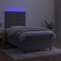 vidaXL Cama box spring colchón y LED terciopelo gris claro 100x200 cm