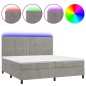 vidaXL Cama box spring colchón y LED terciopelo gris claro 200x200 cm vidaXL Cama box spring colchón y LED terciopelo gris claro 200x200 cm