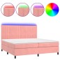 vidaXL Cama box spring colchón y LED terciopelo rosa 200x200 cm vidaXL Cama box spring colchón y LED terciopelo rosa 200x200 cm
