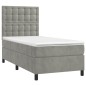 vidaXL Cama box spring colchón y LED terciopelo gris claro 100x200 cm