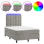vidaXL Cama box spring colchón y LED terciopelo gris claro 120x200 cm vidaXL Cama box spring colchón y LED terciopelo gris claro 120x200 cm