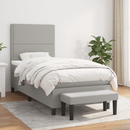vidaXL Cama box spring con colchón tela gris claro 80x200 cm