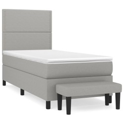 vidaXL Cama box spring con colchón tela gris claro 80x200 cm