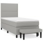 vidaXL Cama box spring con colchón tela gris claro 80x200 cm
