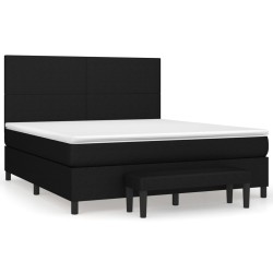 vidaXL Cama box spring con colchón tela negro 180x200 cm