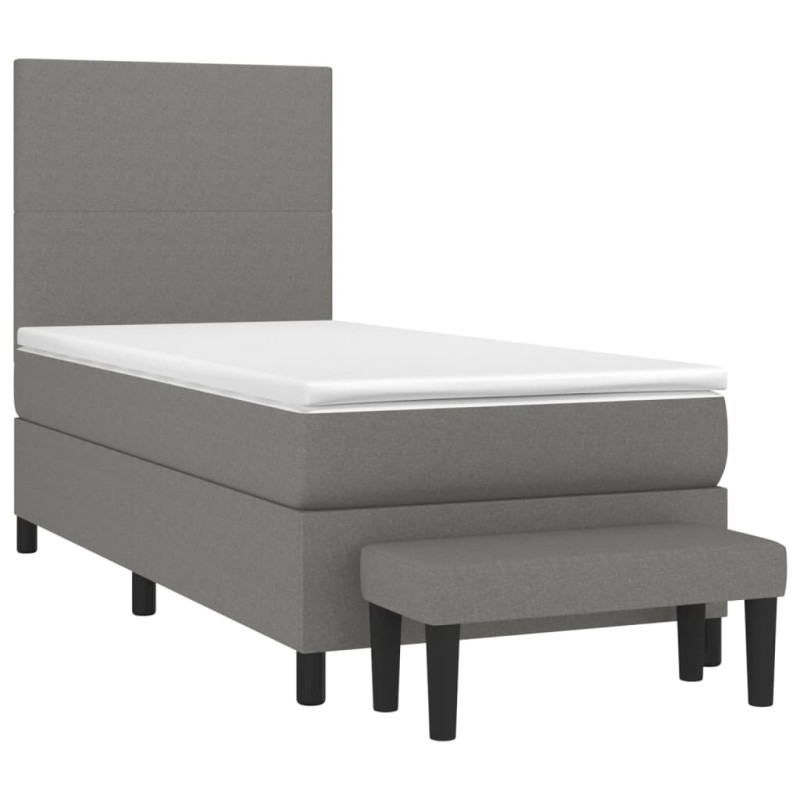 vidaXL Cama box spring con colchón tela gris oscuro 90x190 cm