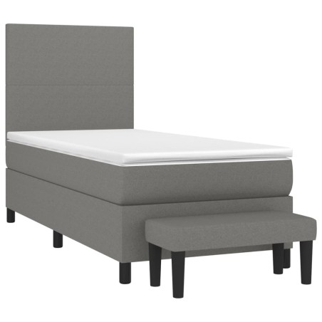 vidaXL Cama box spring con colchón tela gris oscuro 90x190 cm