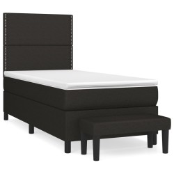vidaXL Cama box spring con colchón tela negro 100x200 cm