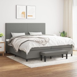 vidaXL Cama box spring con colchón tela gris oscuro 200x200 cm