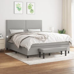 vidaXL Cama box spring con colchón tela gris claro 180x200 cm