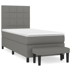 vidaXL Cama box spring con colchón tela gris oscuro 80x200 cm