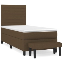 vidaXL Cama box spring con colchón tela marrón oscuro 100x200 cm