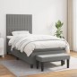vidaXL Cama box spring con colchón tela gris oscuro 90x190 cm vidaXL Cama box spring con colchón tela gris oscuro 90x190 cm