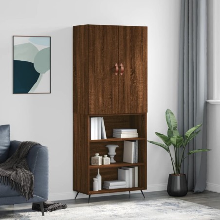 vidaXL Aparador alto madera contrachapada marrón roble 69,5x34x180 cm