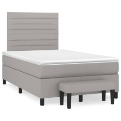 vidaXL Cama box spring con colchón tela gris claro 120x200 cm