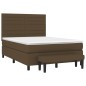 vidaXL Cama box spring con colchón tela marrón oscuro 140x200 cm vidaXL Cama box spring con colchón tela marrón oscuro 140x200 cm