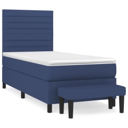 vidaXL Cama box spring con colchón tela azul 80x200 cm